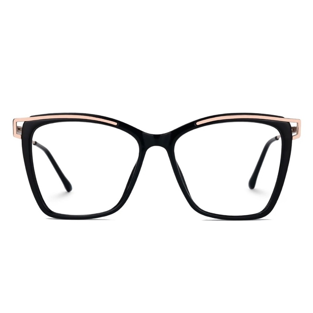Elegant Black and Gold Glasses Frames - No Prescription